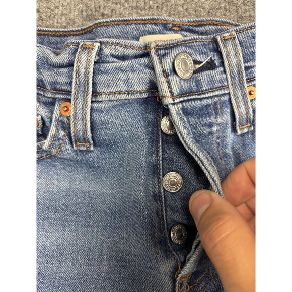 Levi's Wedgie Straight Jeans Womens 25x28 Light Blue High Rise Button Fly Denim - Picture 3 of 10